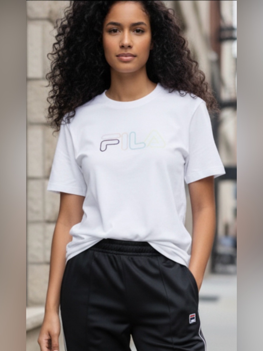 Fila Logo Tee White Crewneck XS NWT Short Sleeve Sporty Clean Classic